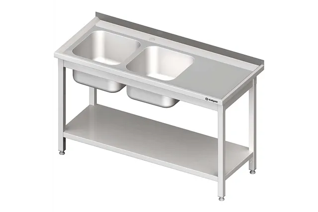 Stół ze zlewem 2-kom.(L),z półką 1700x600x850 mm skręcany Stalgast 980846170