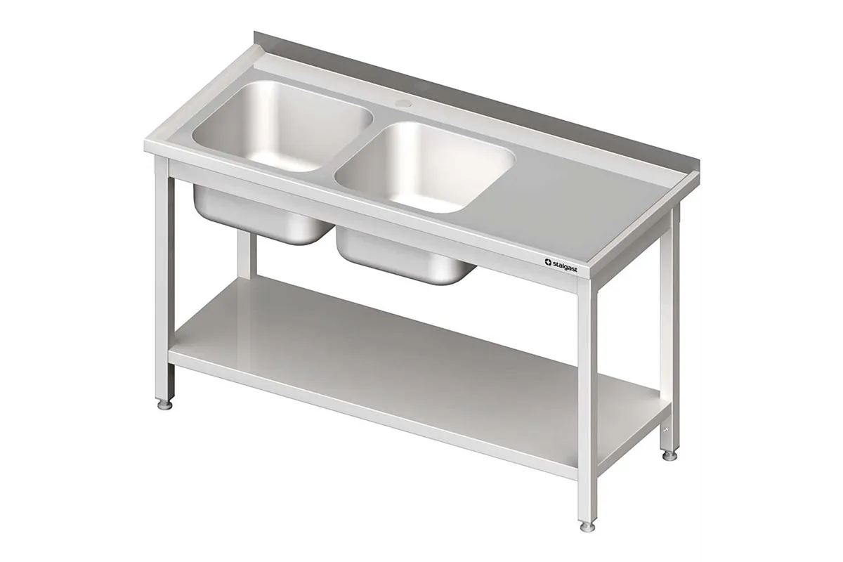 Stół ze zlewem 2-kom.(L),z półką 1200x700x850 mm skręcany Stalgast 980847120