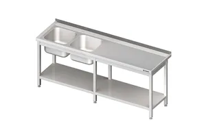 Stół ze zlewem 2-kom.(L),z półką 2700x600x850 mm Stalgast 980856270