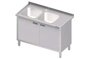 Stół ze zlewem 2-kom.(L),drzwi skrzydłowe 1500x700x850 mm Stalgast 980887150