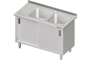Stół ze zlewem 2-kom.(P),drzwi suwane 1200x700x850 mm Stalgast 980907120