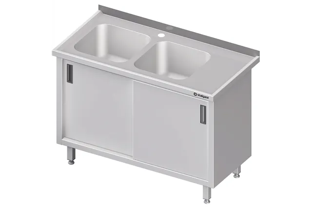 Stół ze zlewem 2-kom.(L),drzwi suwane 1700x700x850 mm Stalgast 980917170