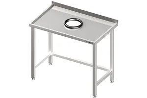 Stół przyścienny bez półki 1500x700x850 mm, z otworem na odpadki Stalgast 980927150