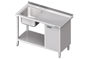 Stół ze zlew 1-kom.(L), z szafką i półką 1500x600x850 mm Stalgast 980986150