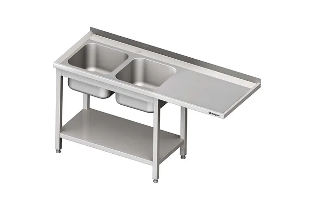 Stół ze zlewem 2-kom.(L) i miejscem na lodówkę lub zmywarkę 1700x700x900 mm Stalgast 981047170