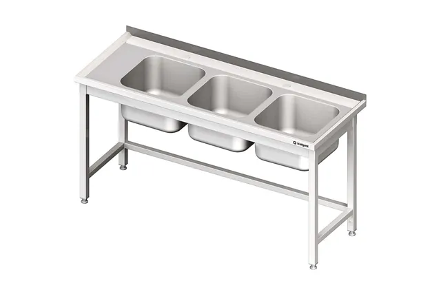 Stół ze zlewem 3-kom.(P),bez półki 1700x600x850 mm Stalgast 981116170