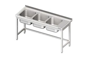 Stół ze zlewem 3-kom.(L),bez półki 1700x700x850 mm Stalgast 981127170