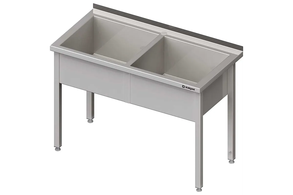 Stół z basenem 2-komorowym spawany 1200x700x850 mm h300 mm Stalgast 981377120