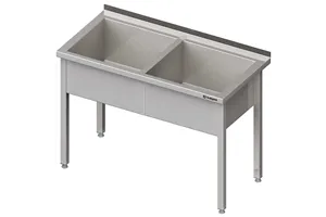 Stół z basenem 2-komorowym spawany 1400x700x850 mm h300 mm Stalgast 981377140