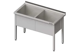 Stół z basenem 2-komorowym spawany 1200x600x850 mm h400 mm Stalgast 981386120