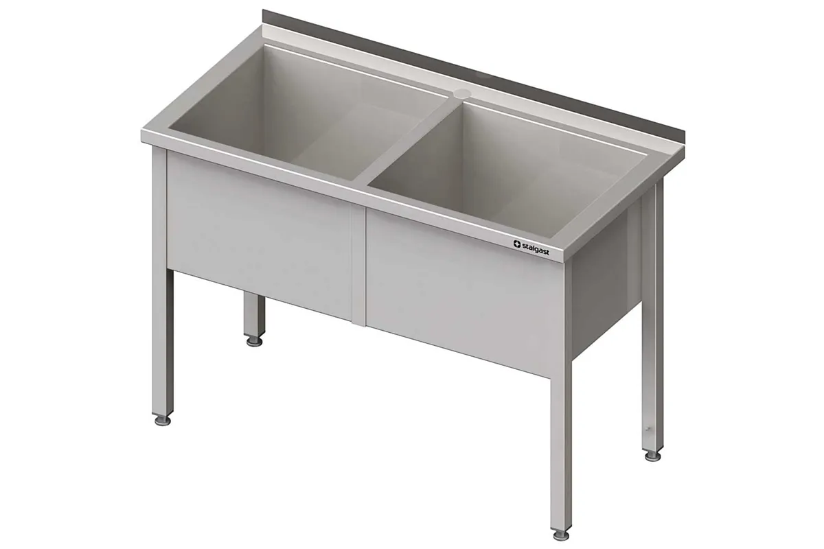 Stół z basenem 2-komorowym spawany 1400x700x850 mm h400 mm Stalgast 981387140