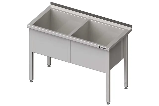 Stół z basenem 2-komorowym spawany 1400x700x850 mm h400 mm Stalgast 981387140