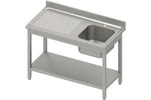 Stół ze zlewem 1-kom.(P),z półką 1700x700x850 mm skręcany, blat tłoczony,rant puszkowy 100x15x10 Stalgast 984467170