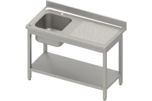 Stół ze zlewem 1-kom.(L),z półką 1700x700x850 mm skręcany, blat tłoczony,rant puszkowy 100x15x10 Stalgast 984477170