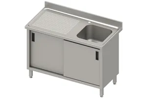 Stół ze zlewem 1-kom.(P),drzwi suwane 1700x700x850 mm, blat tłoczony,rant puszkowy 100x15x10 Stalgast 984517170