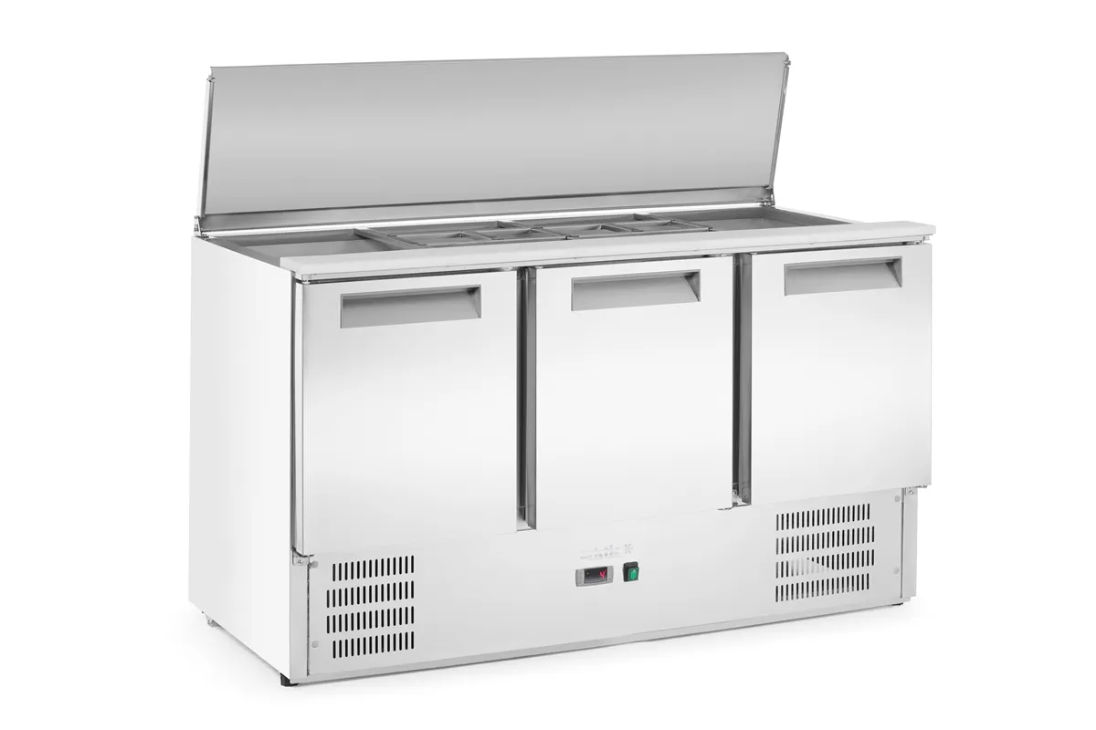 Stół chłodniczy sałatkowy 3-drzwiowy z pokrywą uchylną, Arktic, 219L, 230V/155W, 700x1365x(H)860mm Arktic 236178