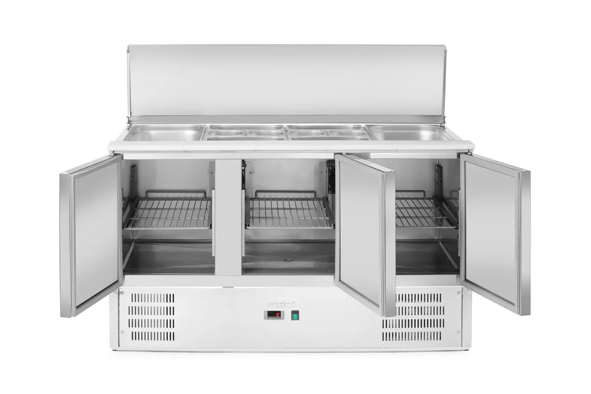 Stół chłodniczy sałatkowy 3-drzwiowy z pokrywą uchylną, Arktic, 219L, 230V/155W, 700x1365x(H)860mm Arktic 236178