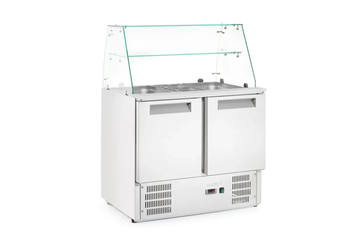 Stół chłodniczy sałatkowy z nadstawą, stół dwukomorowy, 146L, 230V/145W, 695x900x(H)1270mm Arktic