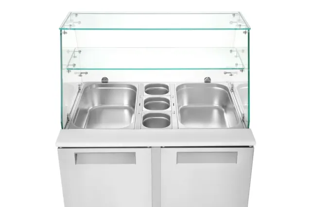 Stół chłodniczy sałatkowy z nadstawą, stół dwukomorowy, 146L, 230V/145W, 695x900x(H)1270mm Arktic