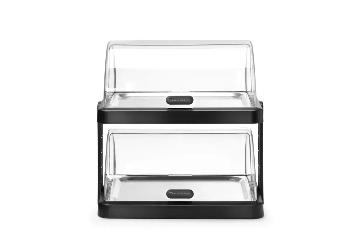 Witrynka chłodząca roll-top Duo UNIQ 480x355x480 mm, taca 400x300 mm, ABS/PET, czarna, Hendi 871812