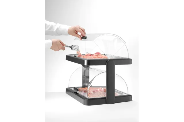 Witrynka chłodząca roll-top Duo UNIQ 480x355x480 mm, taca 400x300 mm, ABS/PET, czarna, Hendi 871812