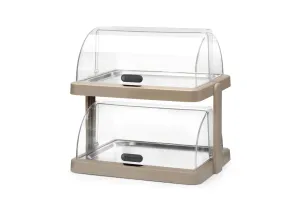 Pojedyncza witrynka chłodząca roll-top Duo UNIQ, Podwójna, beżowy, 480x355x480mm, Prostokątny HENDI 871959