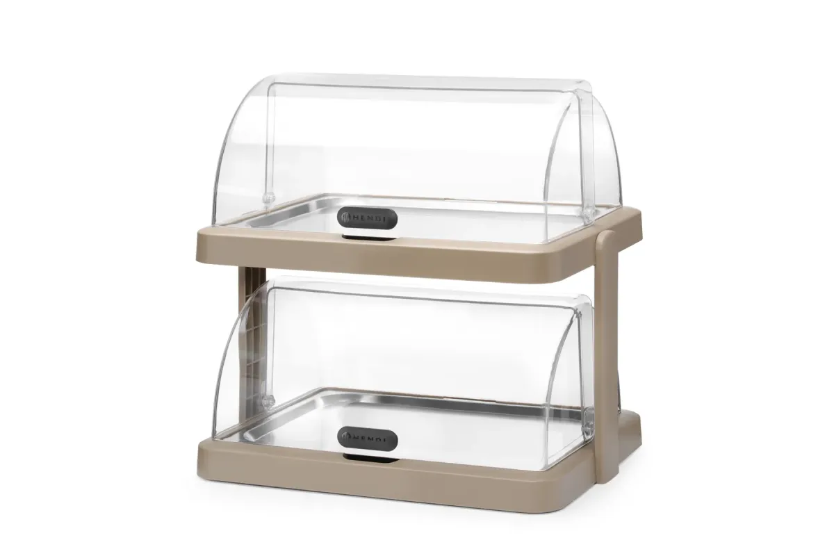 Pojedyncza witrynka chłodząca roll-top Duo UNIQ, Podwójna, beżowy, 480x355x480mm, Prostokątny HENDI 871959