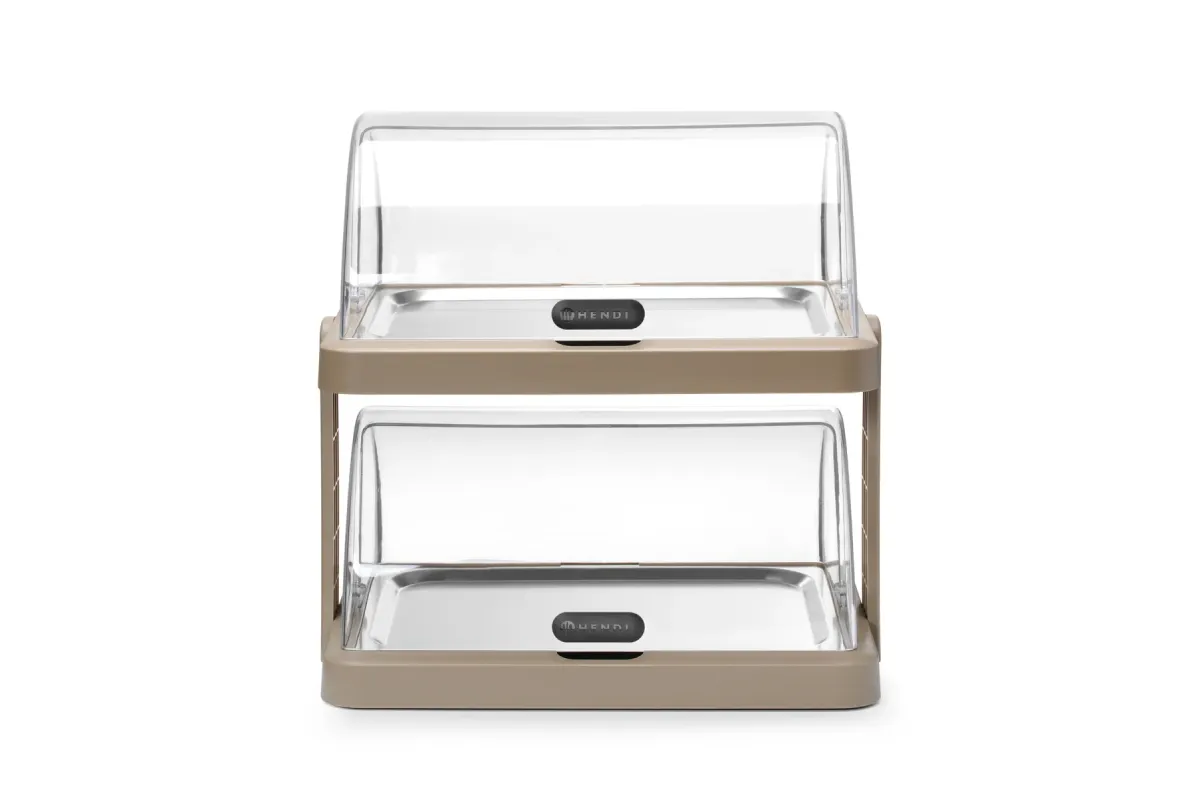 Pojedyncza witrynka chłodząca roll-top Duo UNIQ, Podwójna, beżowy, 480x355x480mm, Prostokątny HENDI 871959