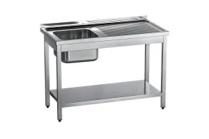 Stół ze zlewem 1-kom.(L),z półką 1200x700x850 mm skręcany Gredil 674127