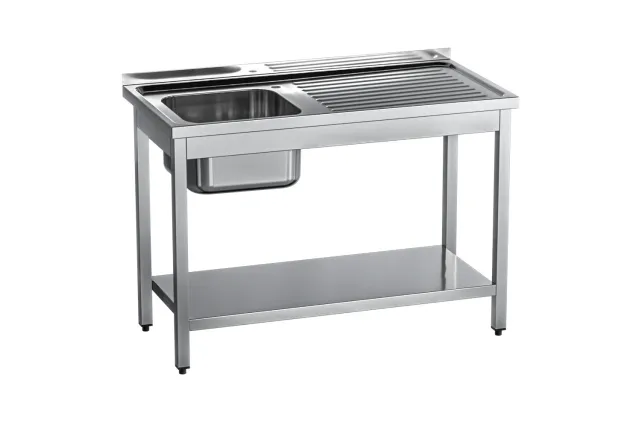 Stół ze zlewem 1-kom.(L),z półką 1200x700x850 mm skręcany Gredil 674127