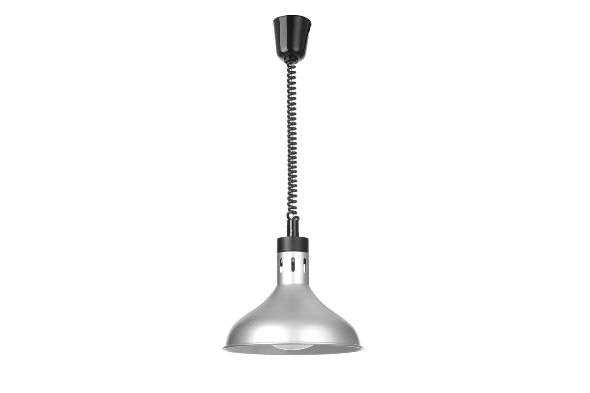 Lampa do podgrzewania potraw wisząca, w kształcie dzwonu, HENDI, srebrny, 230V/250W, ⌀295x207mm 273661