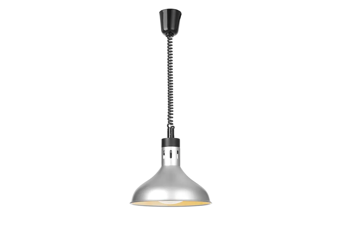 Lampa do podgrzewania potraw wisząca, w kształcie dzwonu, HENDI, srebrny, 230V/250W, ⌀295x207mm 273661
