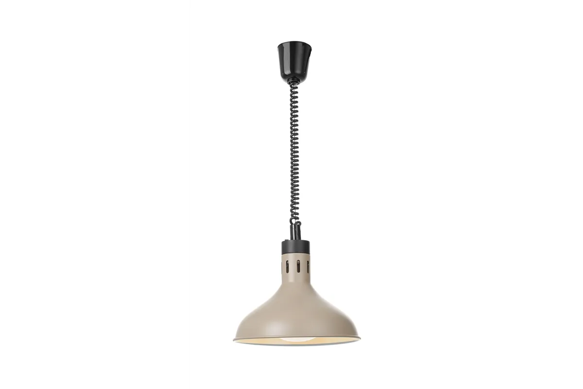 Lampa do podgrzewania potraw wisząca, w kształcie dzwonu, HENDI, beżowy, 230V/250W, ⌀295x207mm 273708