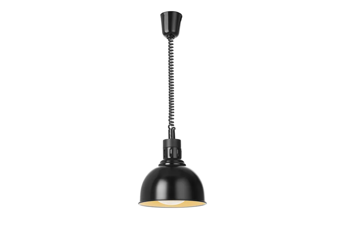 Lampa do podgrzewania potraw wisząca, w kształcie kopuły, HENDI, czarny, 230V/250W, ⌀250x207mm 273616