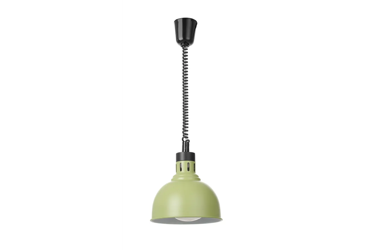 Lampa do podgrzewania potraw wisząca, w kształcie kopuły, HENDI, zielony, 230V/250W, ⌀250x207mm 273630