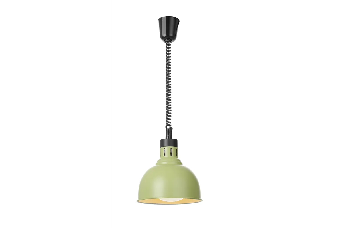 Lampa do podgrzewania potraw wisząca, w kształcie kopuły, HENDI, zielony, 230V/250W, ⌀250x207mm 273630