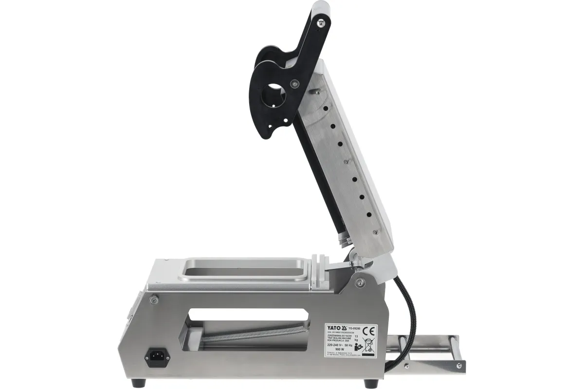 Zgrzewarka do tacek z matrycą 1-komorową YATO YG-09280 – 900 W, sterownik Omron, płyta PTFE, cięcie folii