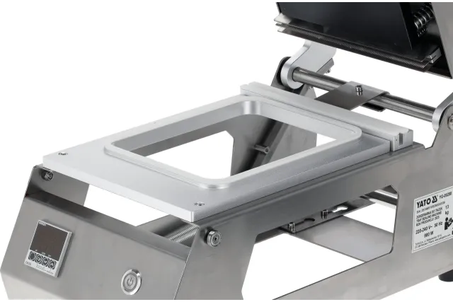 Zgrzewarka do tacek z matrycą 1-komorową YATO YG-09280 – 900 W, sterownik Omron, płyta PTFE, cięcie folii