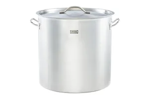 Garnek wysoki z pokrywką, stalowy, Ø 450 mm, V 71.6 l Gredil 011455