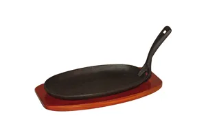 Półmisek żeliwny z podstawą drewnianą, 240x140x20 mm Stalgast 049004