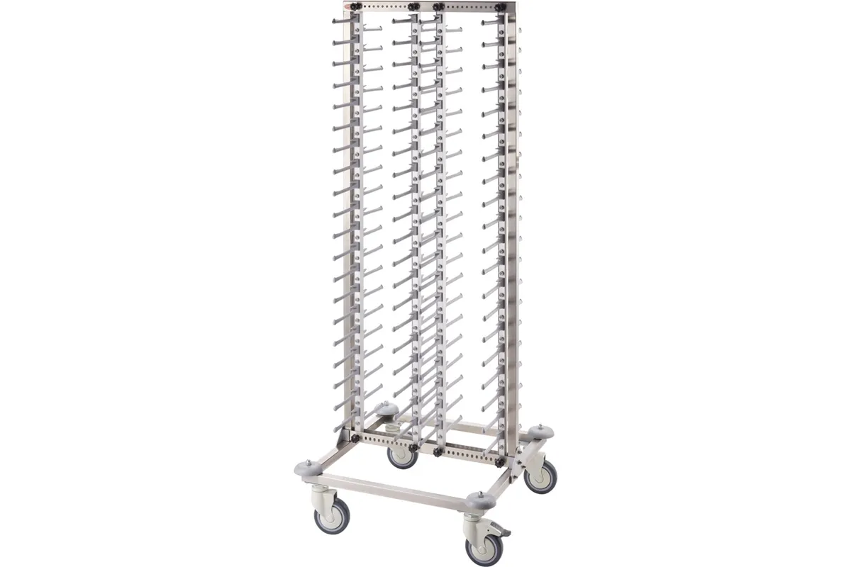 Wózek do transportu talerzy 80 szt., 720x720x1820 mm, stal nierdzewna, 4 kółka (2 z hamulcem), Tribeca 664001