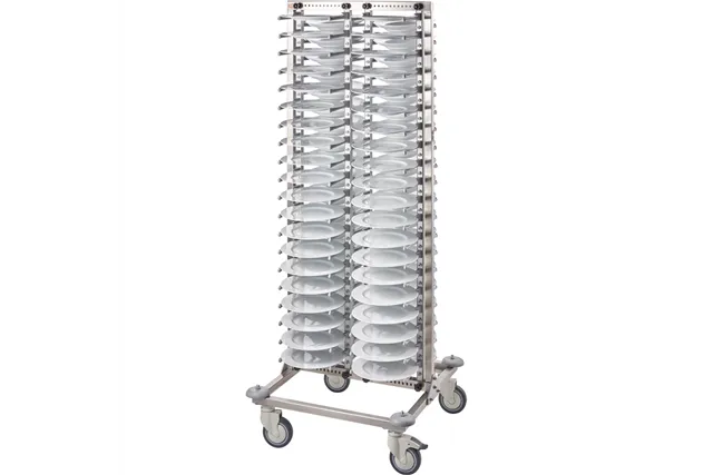 Wózek do transportu talerzy 80 szt., 720x720x1820 mm, stal nierdzewna, 4 kółka (2 z hamulcem), Tribeca 664001