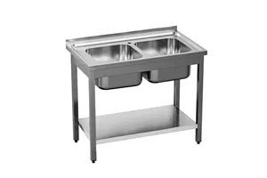 Stół ze zlewem 2-kom.,z półką 1200x600x850 mm skręcany Gredil 673726