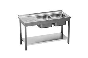 Stół ze zlewem 2-kom. (P),z półką 1400x600x850 mm skręcany Gredil 673846