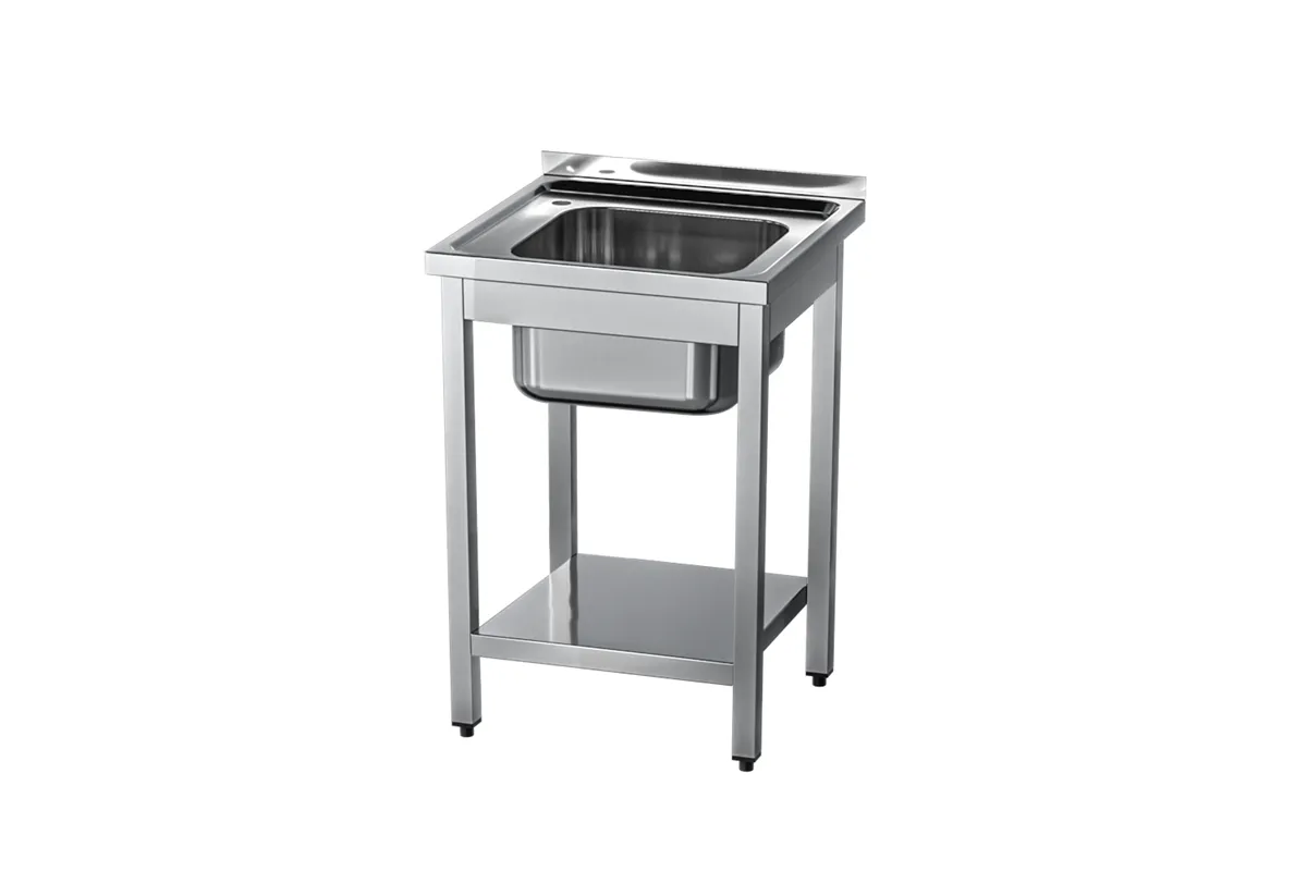 Stół ze zlewem 1-kom.,z półką 600x600x850 mm skręcany Gredil 674066