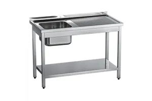 Stół ze zlewem 1-kom.(L),z półką 1000x600x850 mm skręcany Gredil 674106
