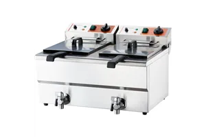 Frytownica elektryczna z kranem, 2-komorowa, Caterina, V 2x8 l, P 2x3 kW Caterina 746097