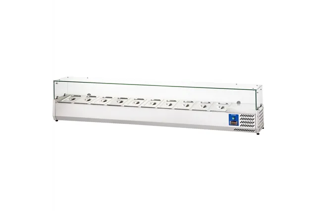 Witryna chłodnicza nadstawna z szybą, L 2000 mm, 10 x GN 1/4 Stalgast 834141