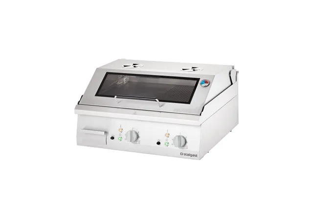 Płyta grillowa elektryczna, nastawna, gładko-ryflowana, z pokrywą, 8.1 kW Stalgast 9731390