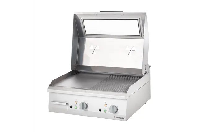 Płyta grillowa elektryczna, nastawna, gładko-ryflowana, z pokrywą, 8.1 kW Stalgast 9731390
